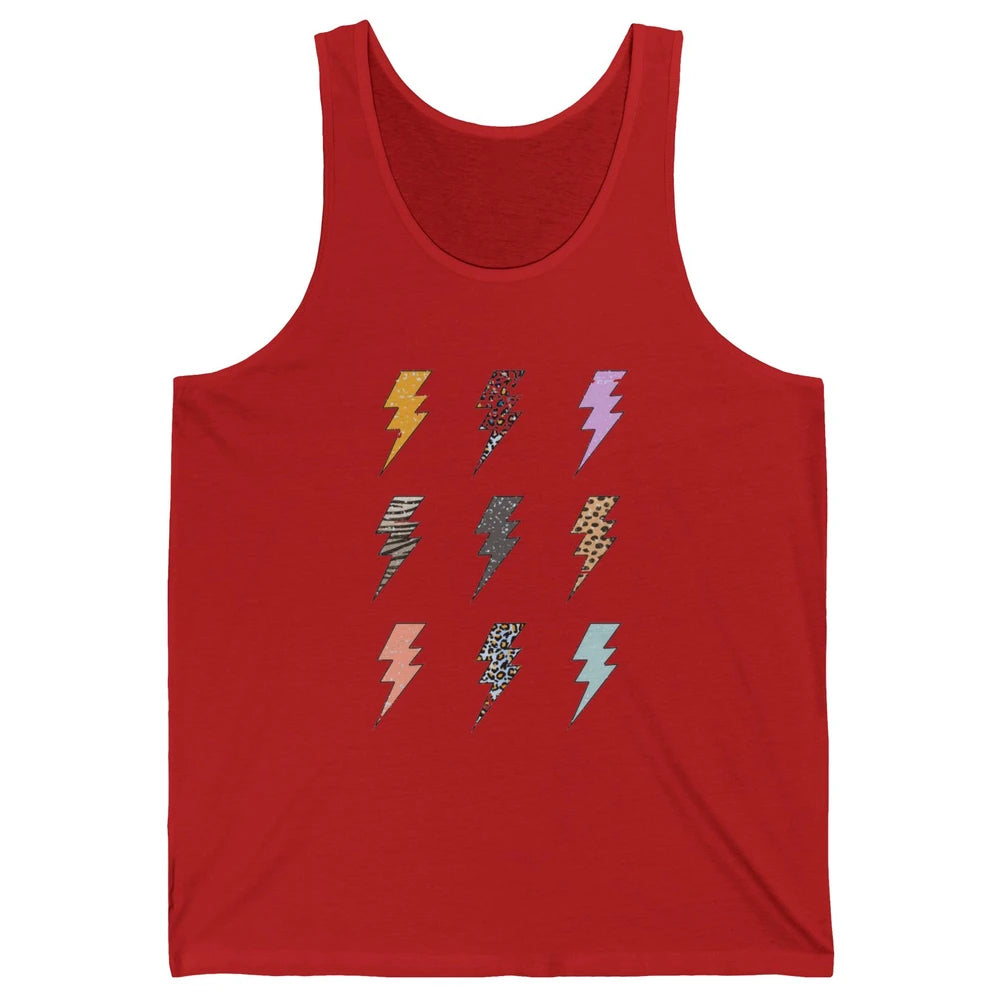 Preppy Lightning Bolt Colorful Leopard Cheetah Western Retro Unisex Jersey Tank