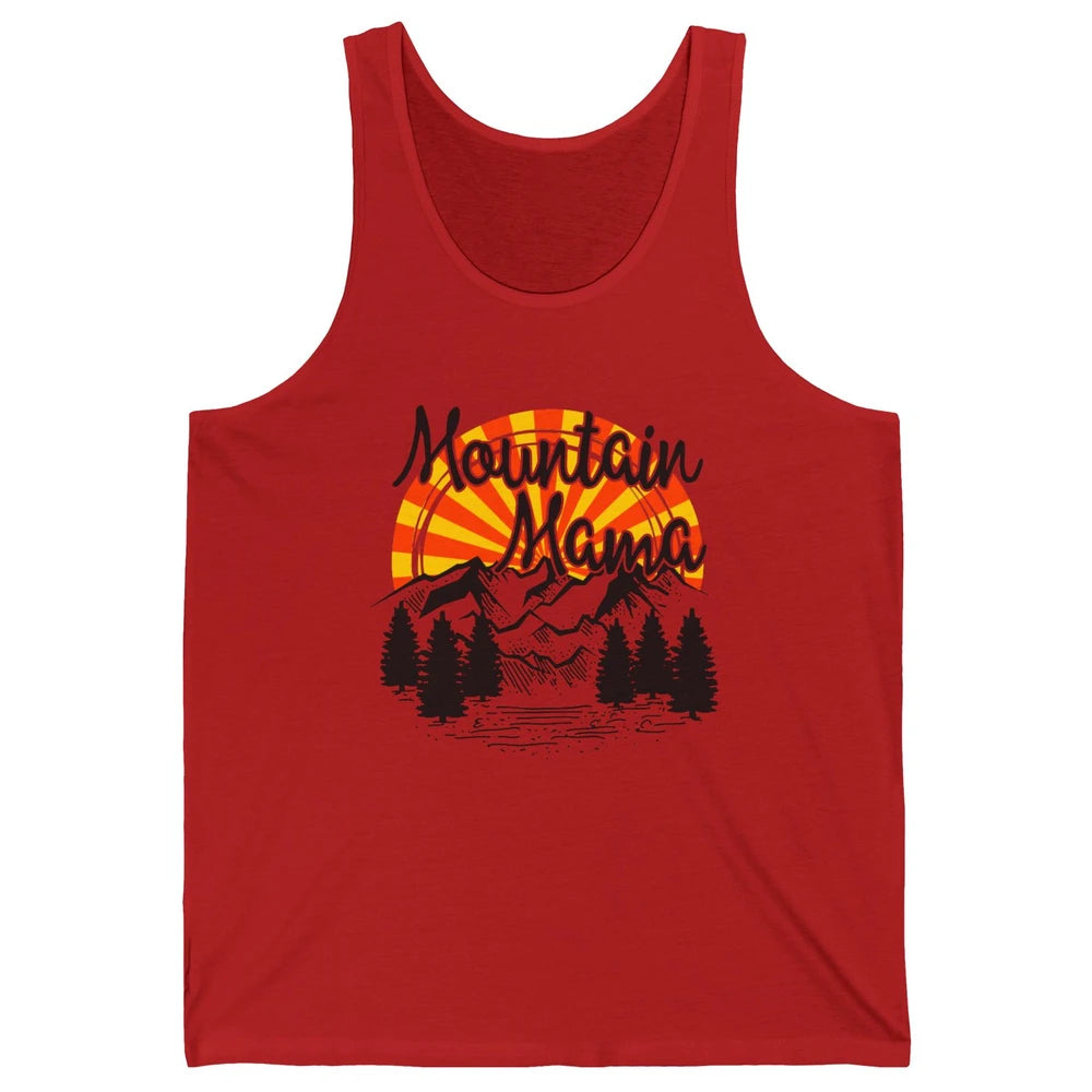 Retro Rainbow Sunset Mountain Mama Hiking Mom Climbing Unisex Jersey Tank