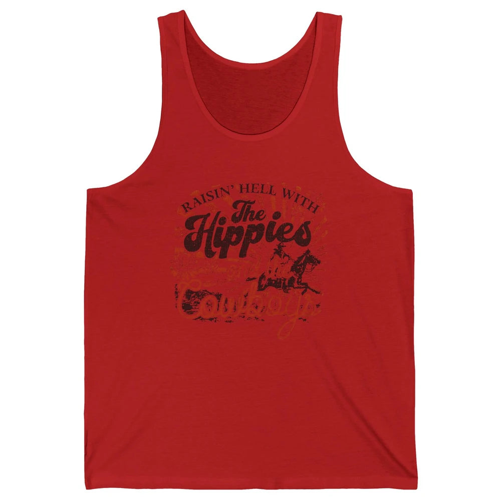 Retro Raisin' Hell With The Hippies And The Cowboys Country Unisex Jersey Tank