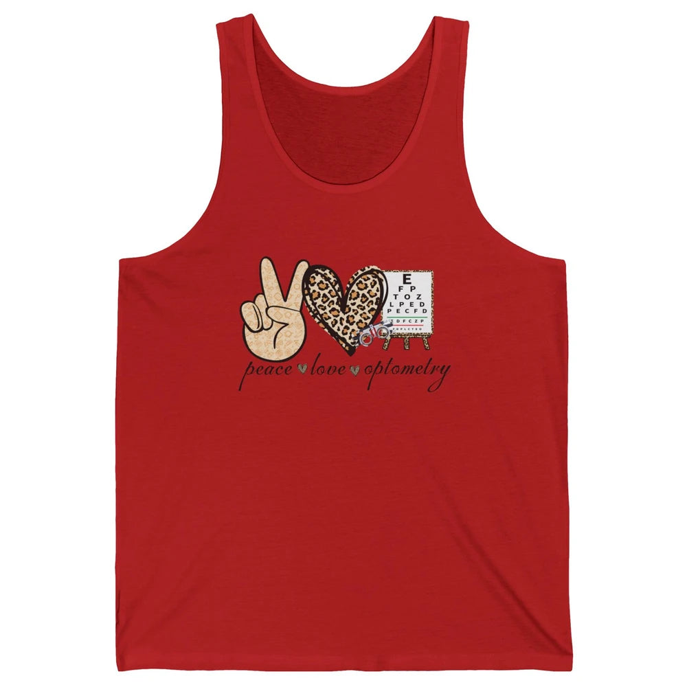 Peace Love Optometry Leopard Optometrist Optician Life Gift Unisex Jersey Tank