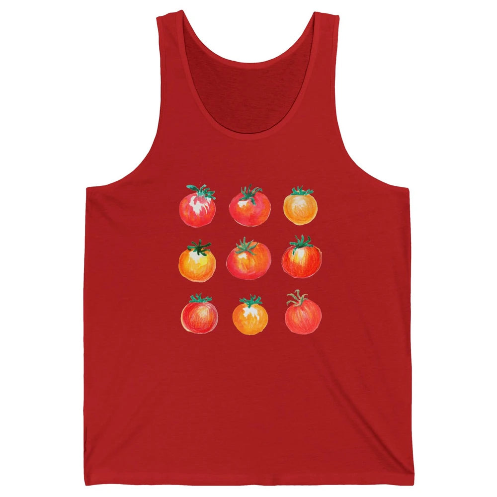 Funny Tomato Pun Hand Draw Tomatoes Watercolor Summer Foodie Unisex Jersey Tank