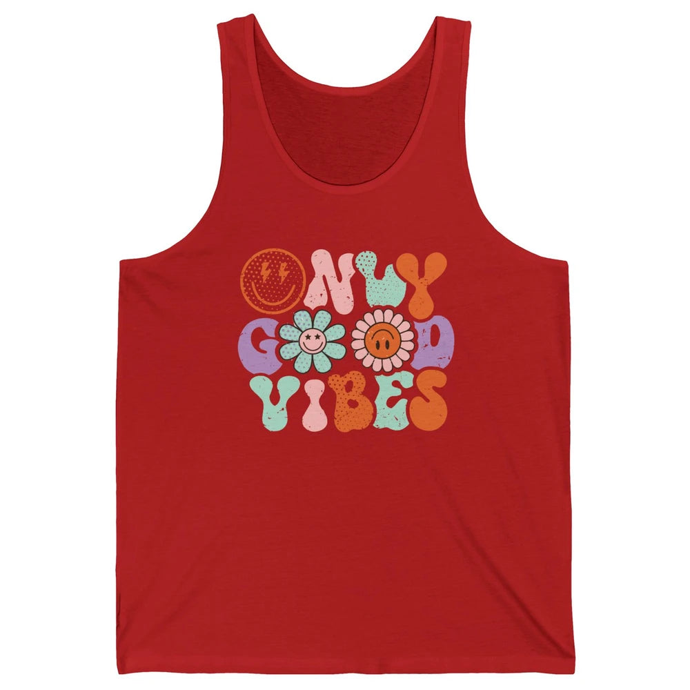 Retro Good Vibes Only Daisy Sunflower Positive Mind And Life Unisex Jersey Tank
