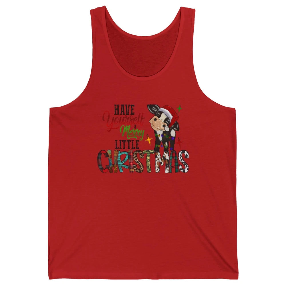 Cow Santa Have Yourself Merry Little Christmas Western Xmas Unisex Jersey Tank
