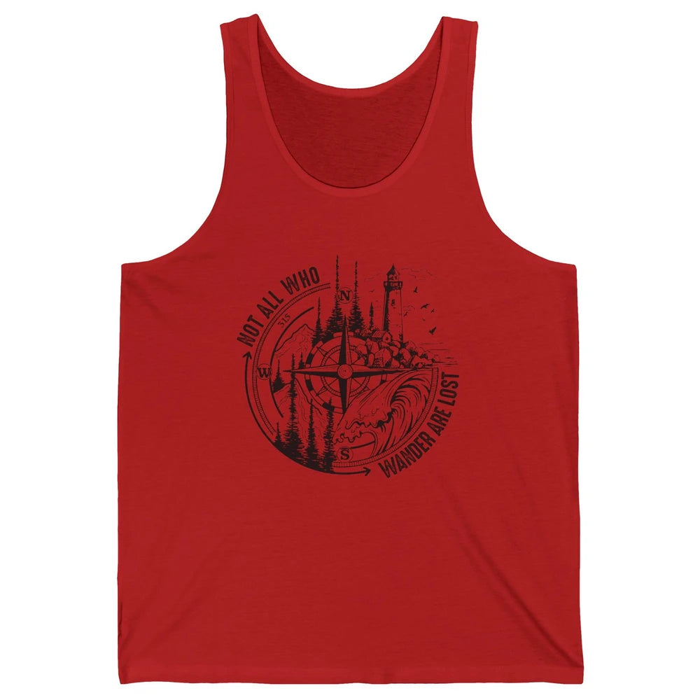 Retro Mountain Adventure Compass Not All Who Wander Are Lost Unisex Jersey Tank