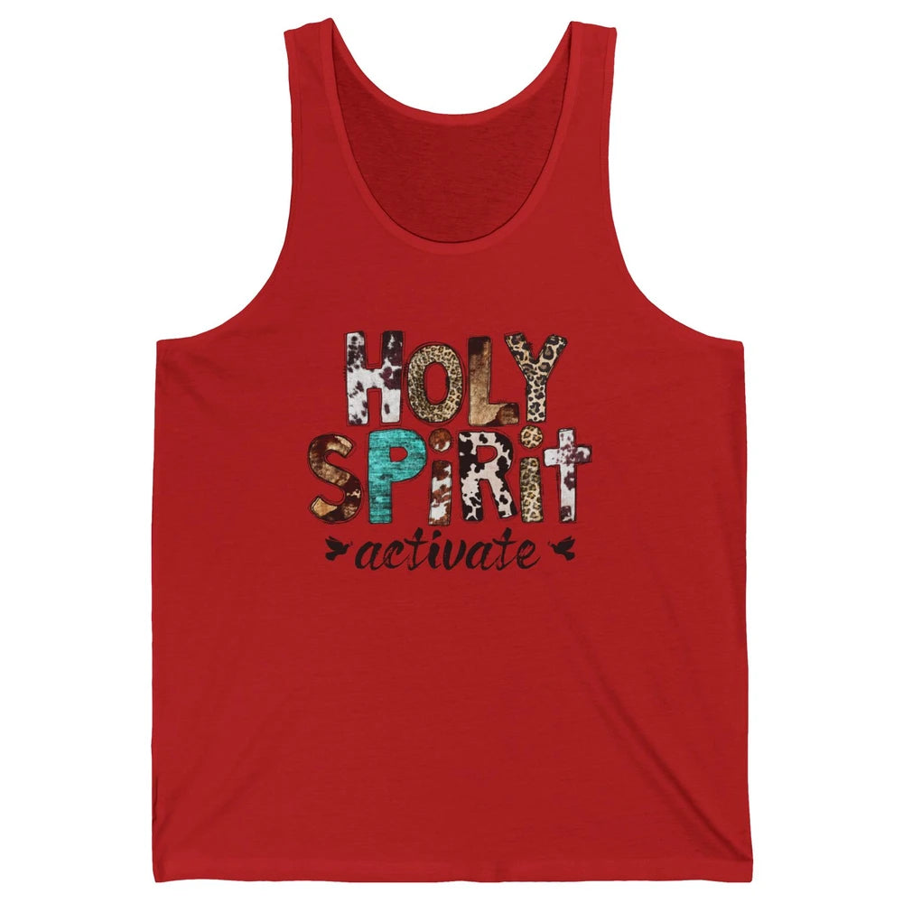 Retro Leopard Holy Spirit Activate Cowboy Rodeo Western Girl Unisex Jersey Tank