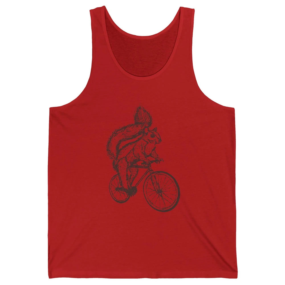 Funny Squirrel Riding A Bicycle Drawn Bike Squirrel Lovers Unisex Jersey Tank