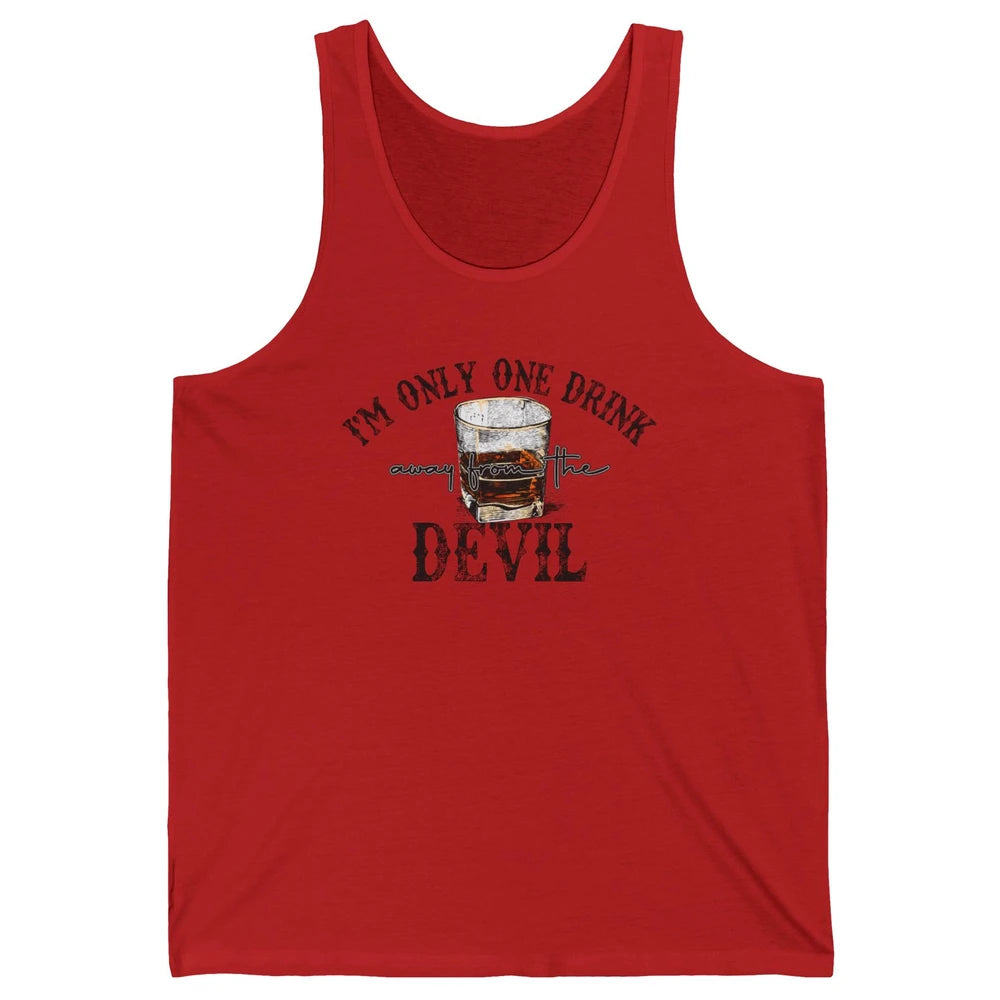 Retro Whiskey I'm Only One Drink Away From The Devil Western Unisex Jersey Tank