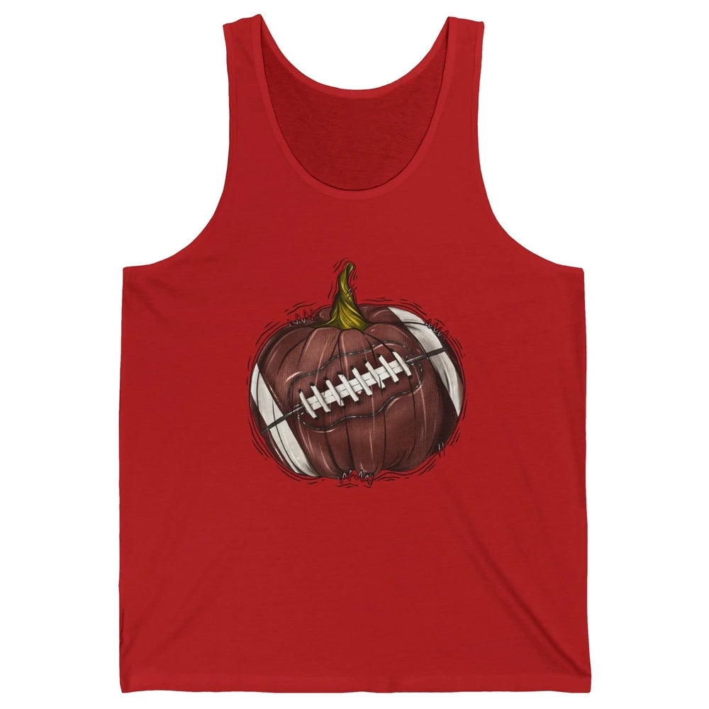 Football Pumpkin Tis The Season Fall Leaves Autumn Halloween Unisex Jersey Tank