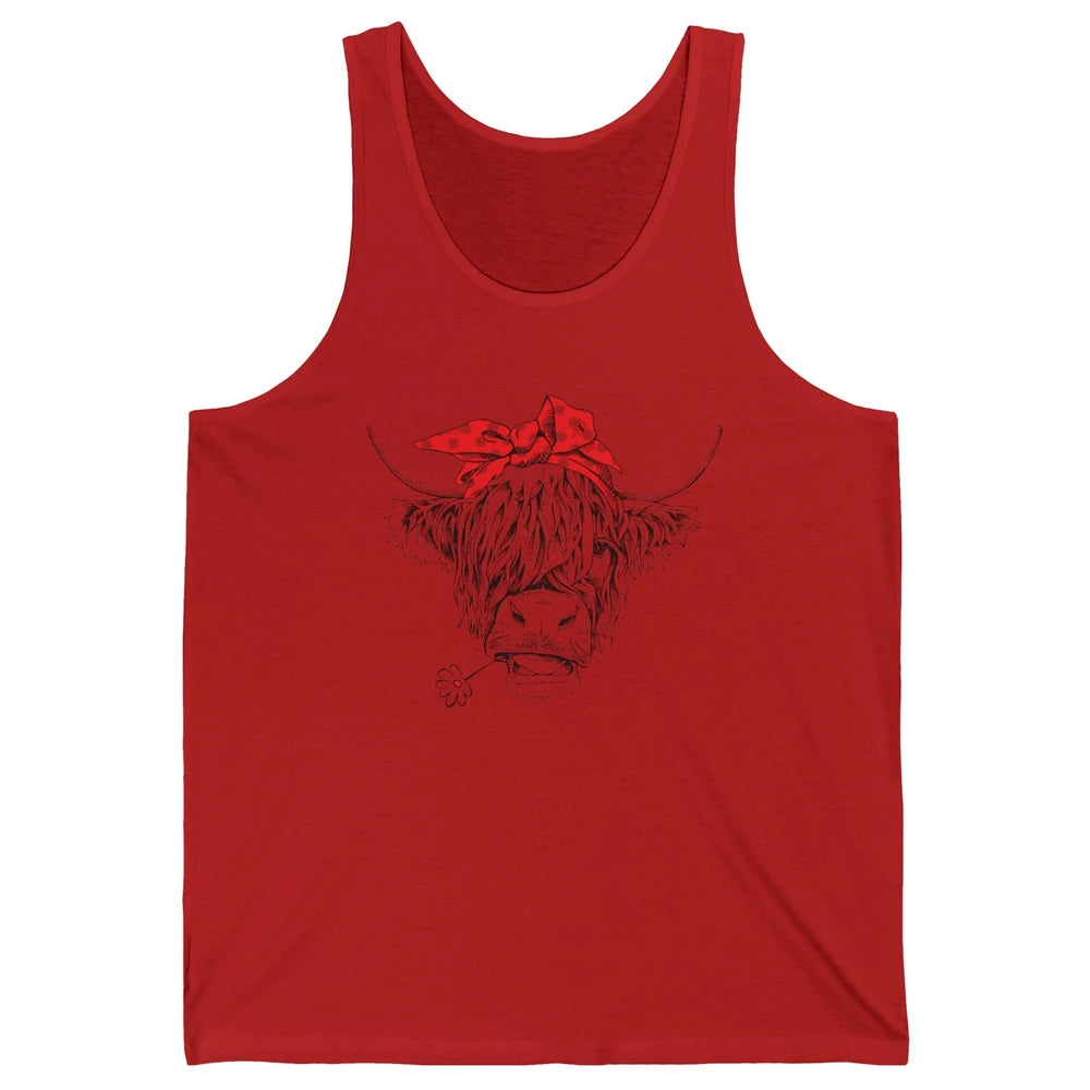 Funny Highland Cow Not Today Heifer Cow Lovers Farmer Gift Unisex Jersey Tank