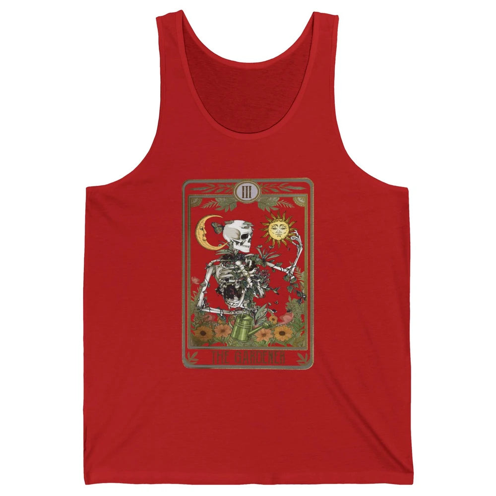 Floral Skeleton Gardening Tarot The Gardener Plant Lovers Unisex Jersey Tank