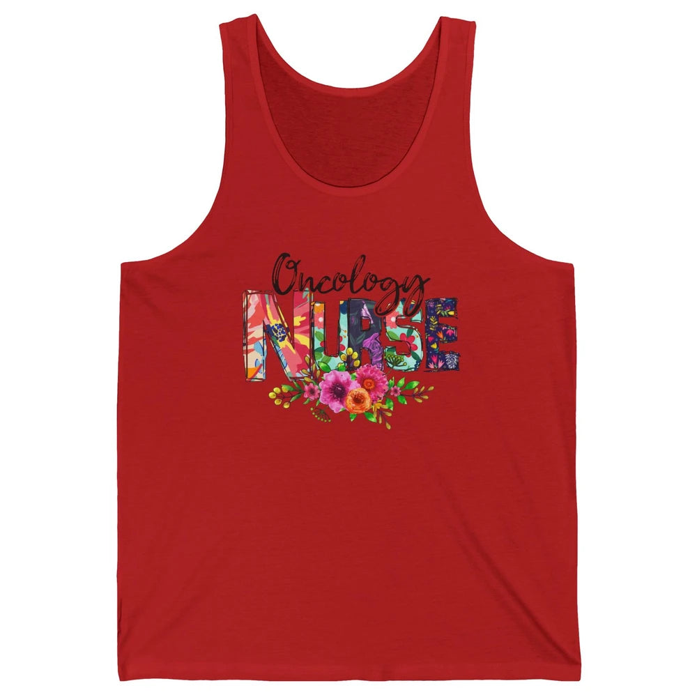 Oncology Nurse With Flowers Nurse Life Proud Oncology Nurse Unisex Jersey Tank