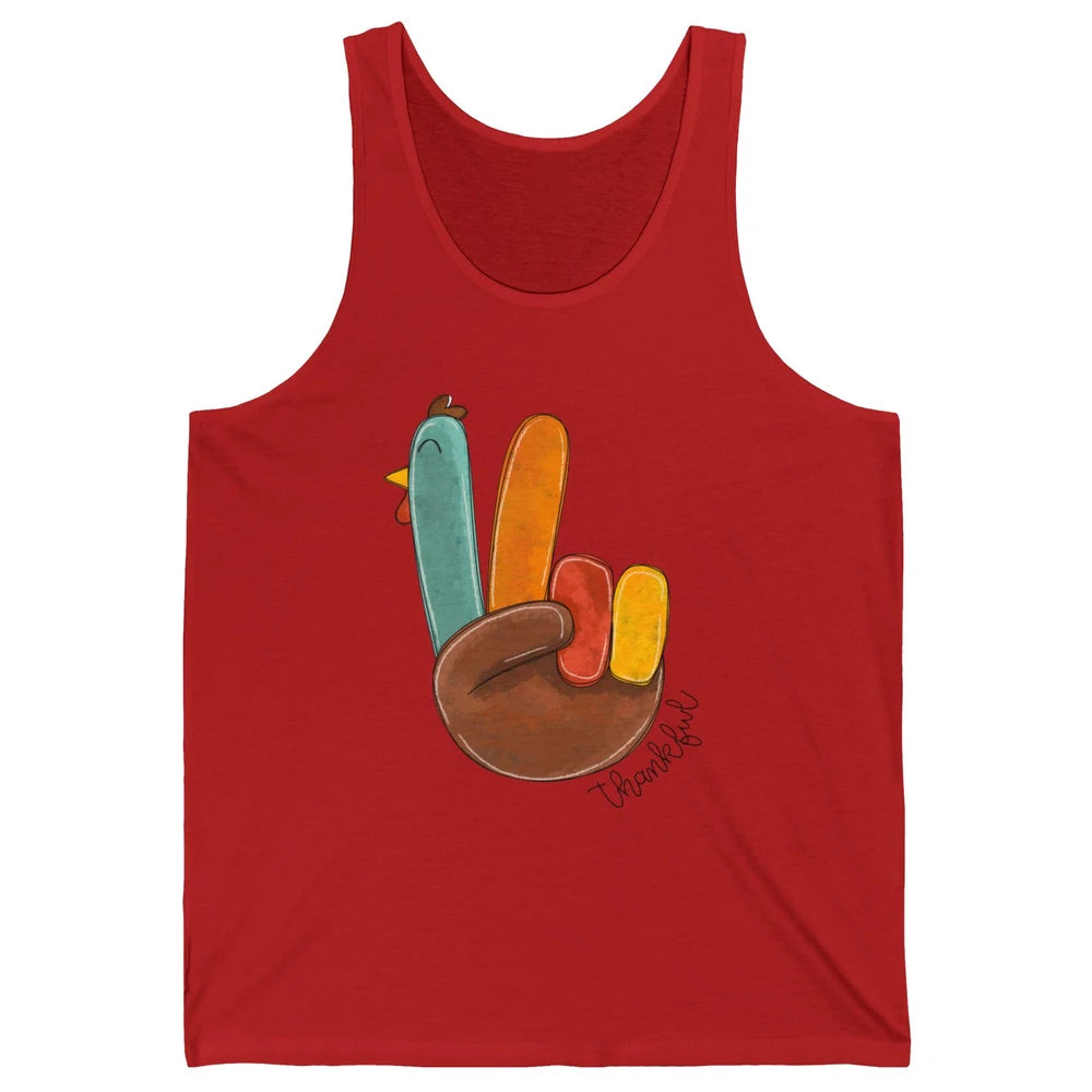 Funny Turkey Peace Sign Thankful Thanksgiving Gift Halloween Unisex Jersey Tank