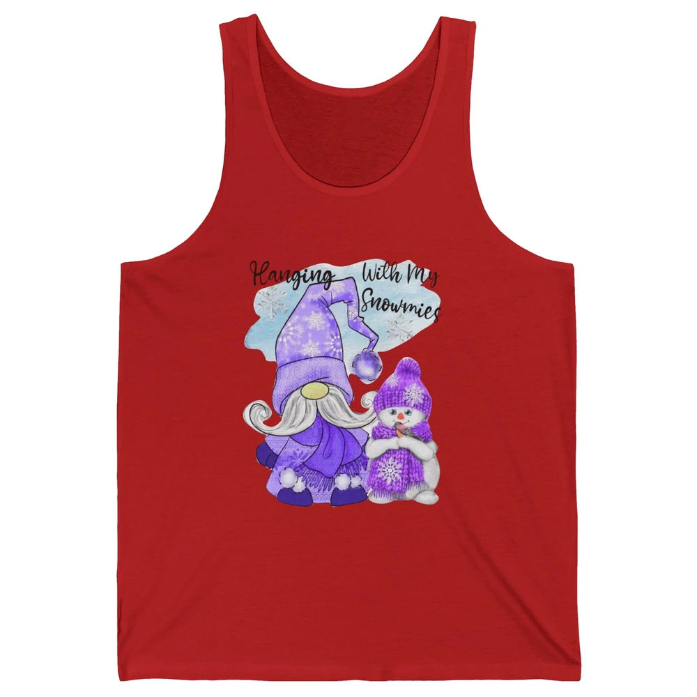 Retro Christmas Snowman And Gnome Hanging With My Snowmies Unisex Jersey Tank