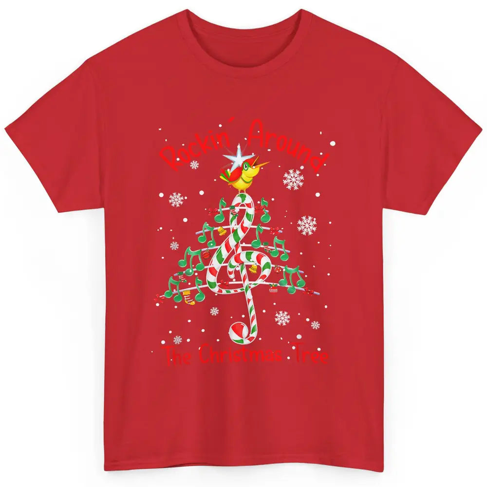 Rockin' Around The Christmas Tree Xmas Music Note Snow Retro Classic Unisex T-Shirt