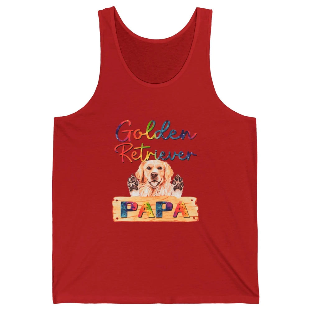 Colorful Golden Retriever Dog Papa Cute Puppy Father Dad Unisex Jersey Tank