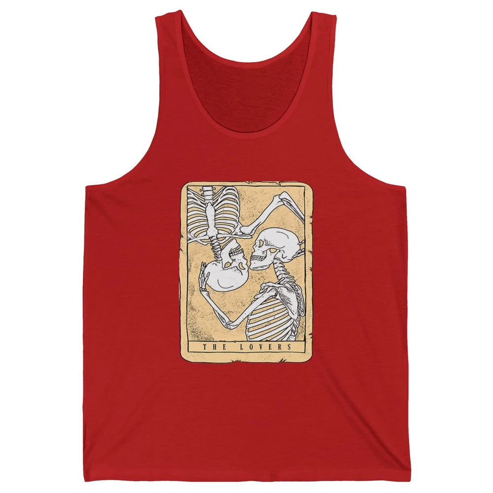 Tarot Card The Lovers Skeleton Couple Funny Skull Vintage Astrology Gothic Happy Valentine's Day Unisex Jersey Tank