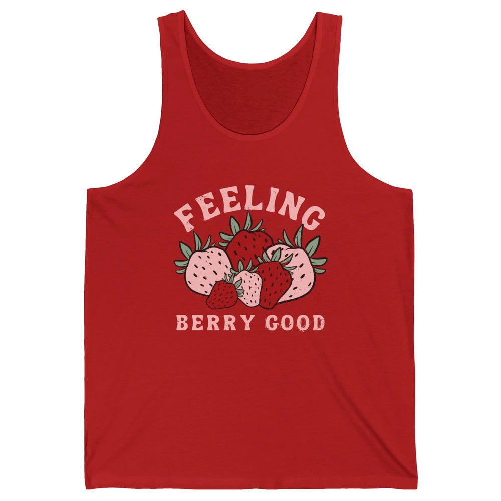 Retro Strawberry Feeling Berry Good Positive Mind Happy Life Unisex Jersey Tank