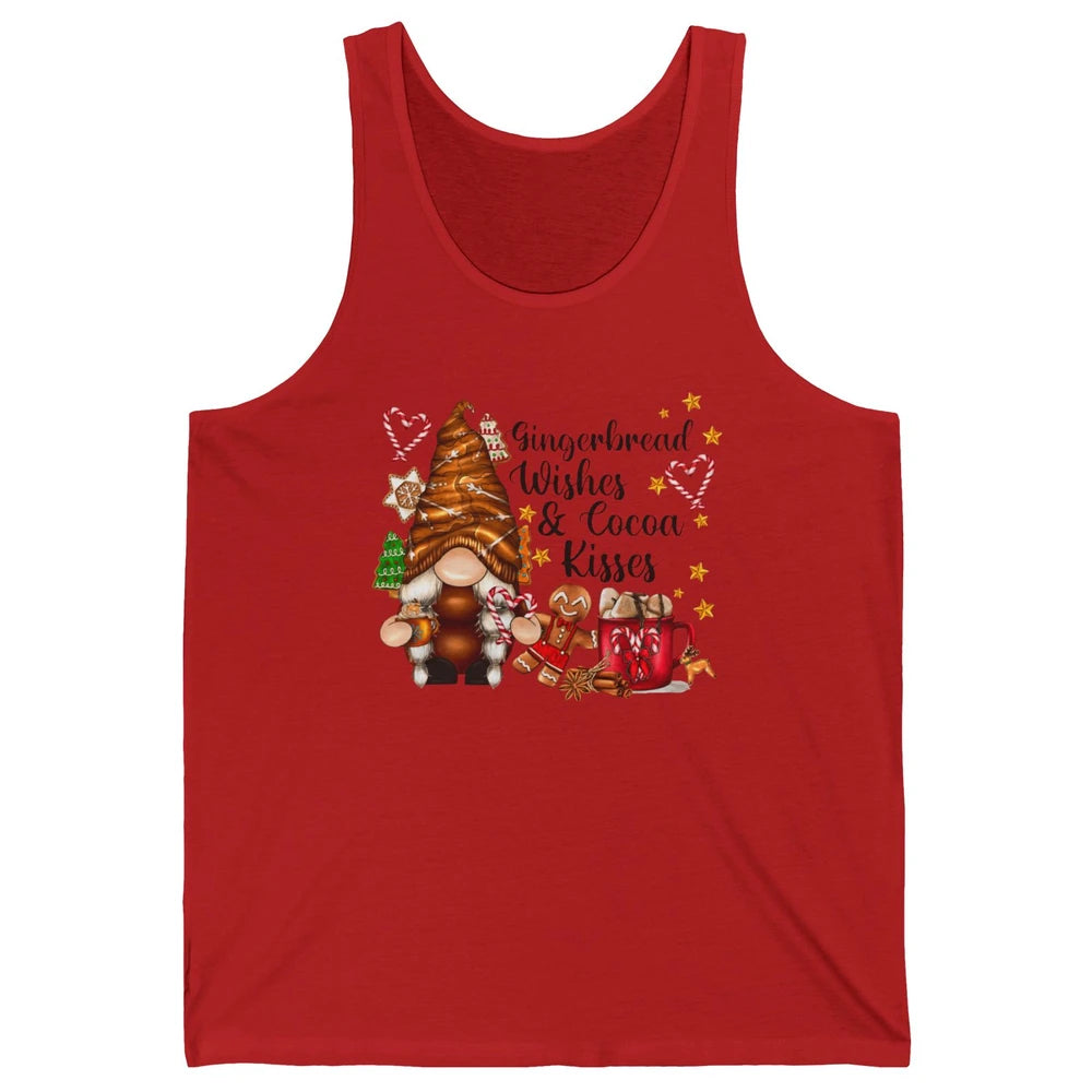 Retro Christmas Gnome Gingerbread Wishes and Cocoa Kisses Unisex Jersey Tank