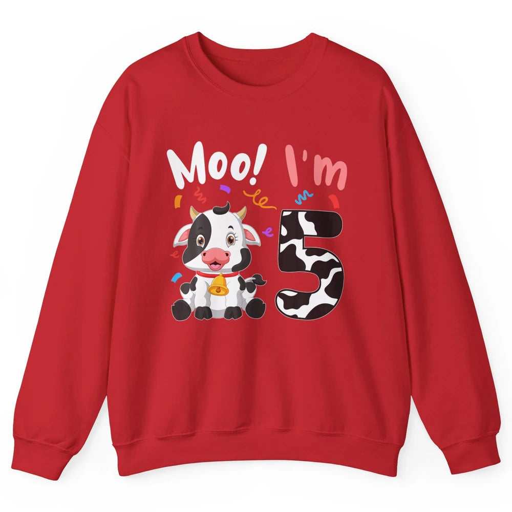 5th Birthday Moo Im 5 Cow Farm Animal Barnyard Family Party Unisex Crewneck Sweatshirt