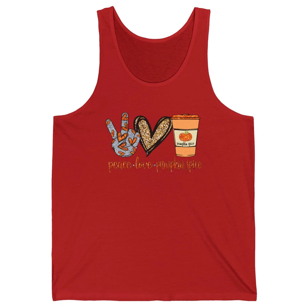 Peace Love Fall Pumpkin Spice Fall Halloween Thanksgiving Unisex Jersey Tank