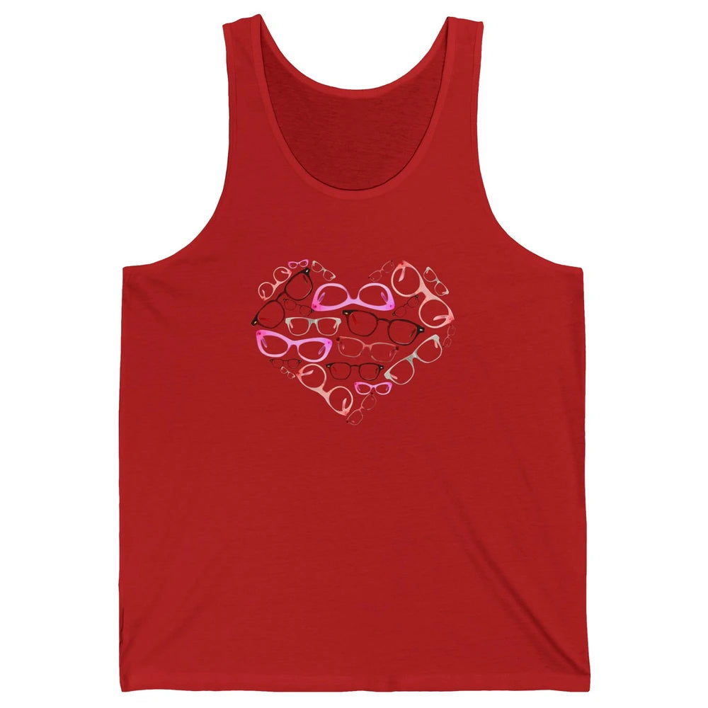 Optometrist Eyeglasses Heart Valentines Day Optician Life Unisex Jersey Tank