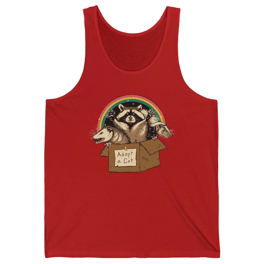 Adopt Forbidden Cats In Box Raccoon Skunks Possum Cat Lovers Unisex Jersey Tank
