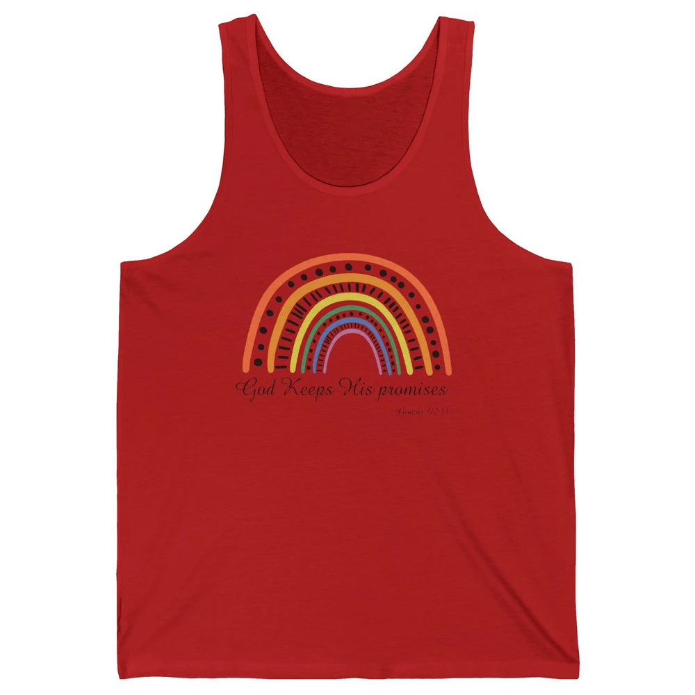 Retro Rainbow God Keeps His Promises Christian Religious Unisex Jersey Tank
