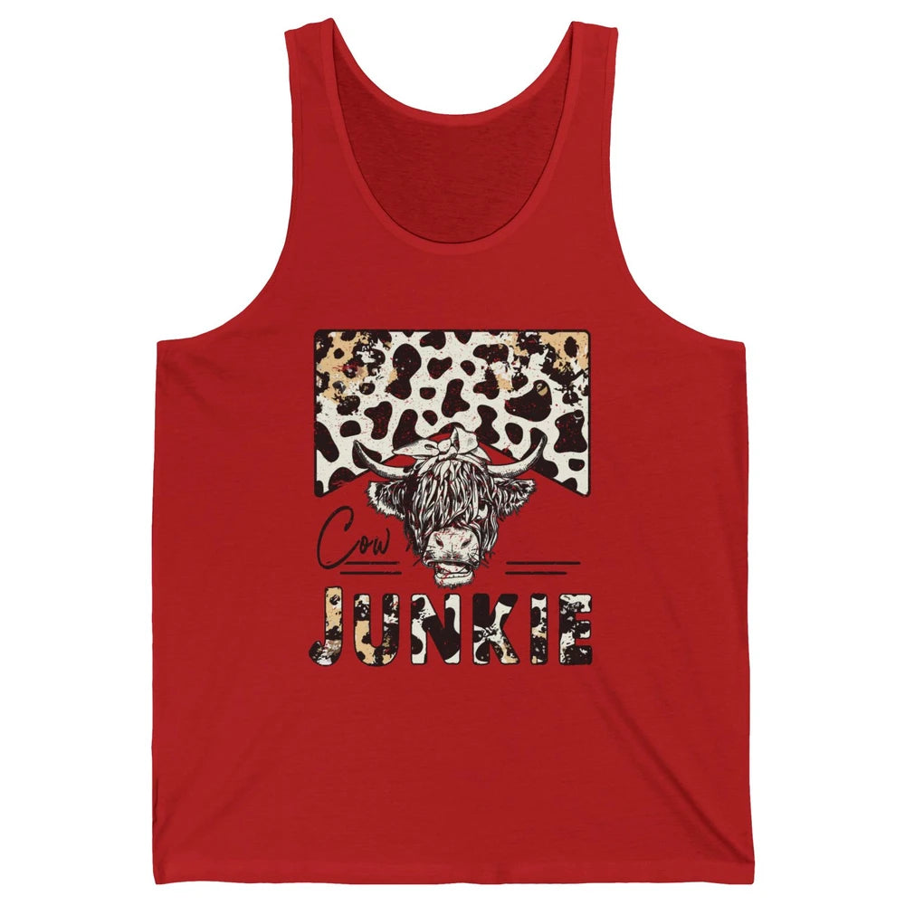 Leopard Highland Cow Bandana Cow Junkie Western Country Gift Unisex Jersey Tank