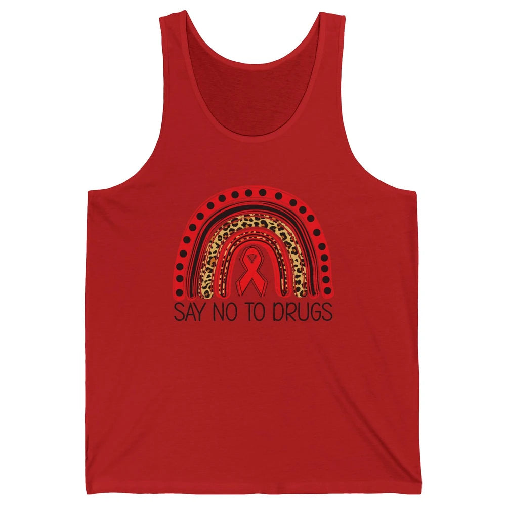 Red Ribbon Week Awareness Leopard Rainbow Say No To Drugs Unisex Jersey Tank