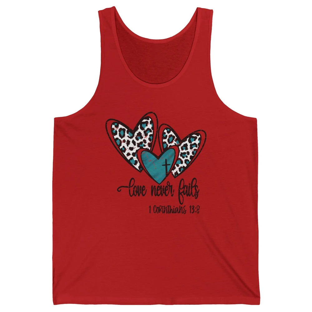 Love Never Fails Christian Religious Jesus Faith Bible Verse Unisex Jersey Tank