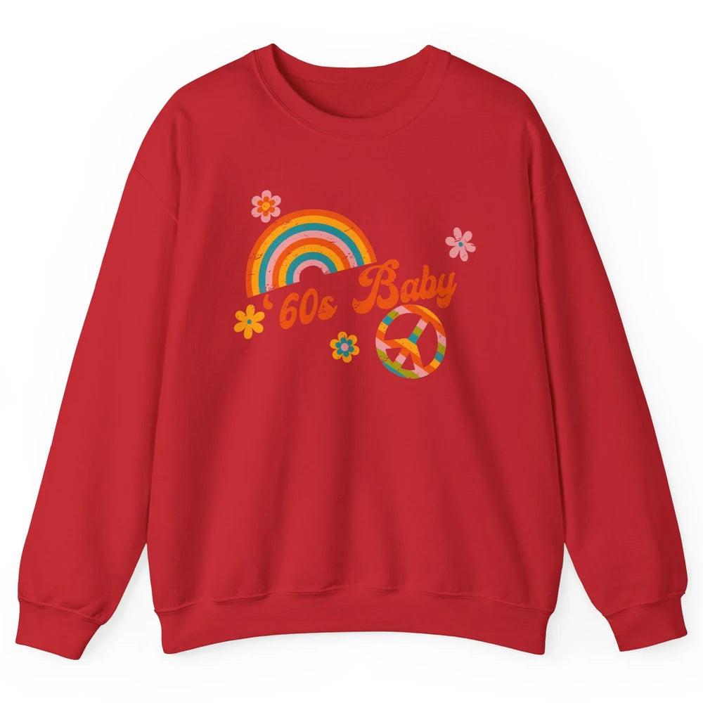 Retro Rainbow 60s Baby Made In 60s 1960s Born Birthday Day Unisex Crewneck Sweatshirt