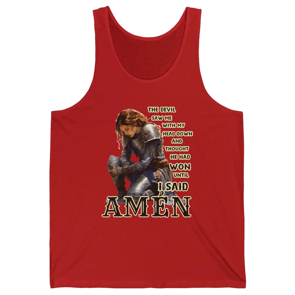 Knight Templar Christian The Devil Saw Me With My Head Down Unisex Jersey Tank