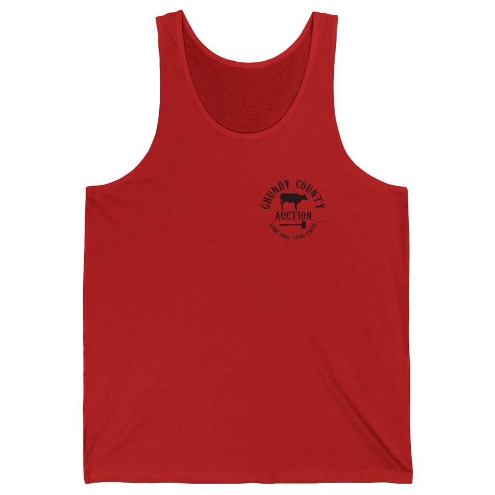 Bull Skull Grundy County Auction Western Country Cowboy Gift Unisex Jersey Tank