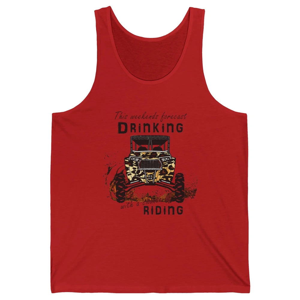 Leopard UTV Weekend Forecast Drinking Offroad Riding SXS Mud Unisex Jersey Tank