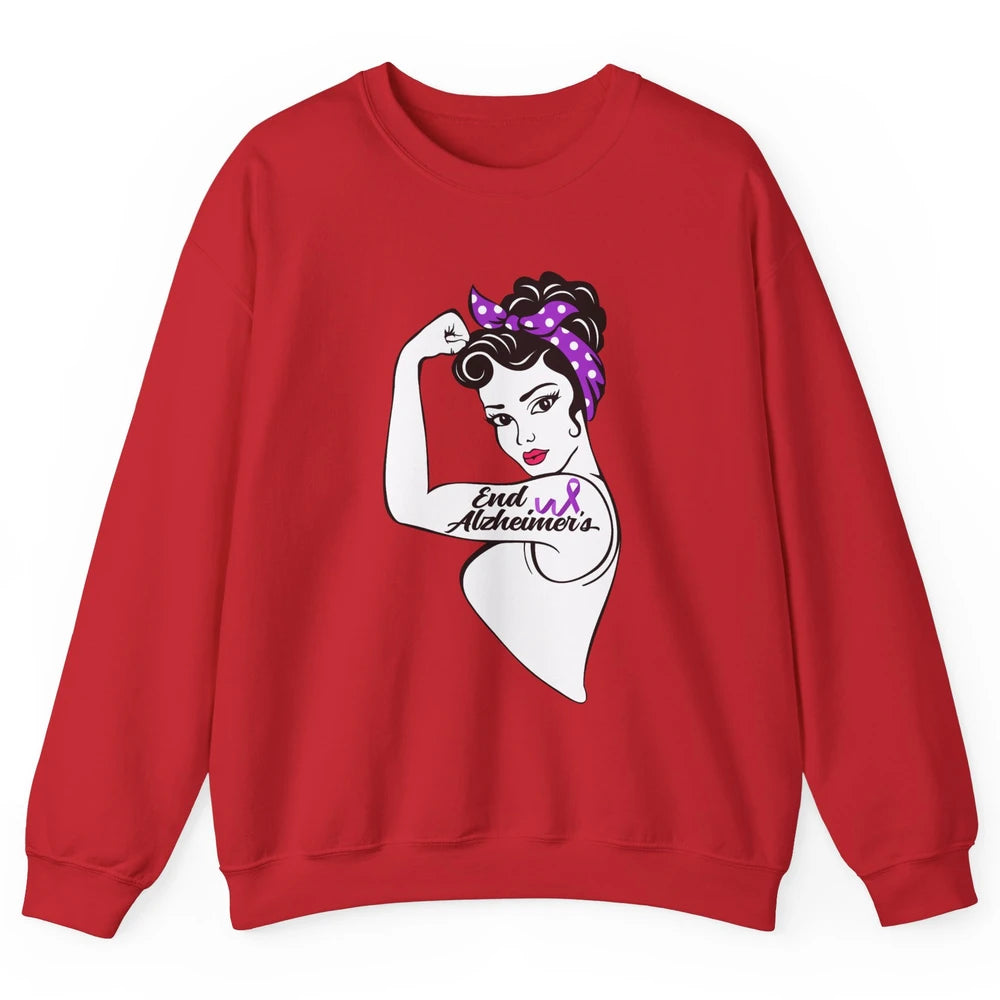 Alzheimer Awareness Strong Purple Ribbon Women Bandana Gift Unisex Crewneck Sweatshirt