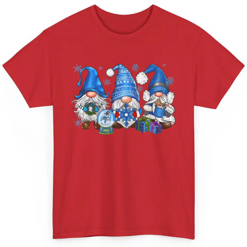 Retro Blue Snowman Gnomes Blue Christmas Winter Gnomies Xmas Classic Unisex T-Shirt