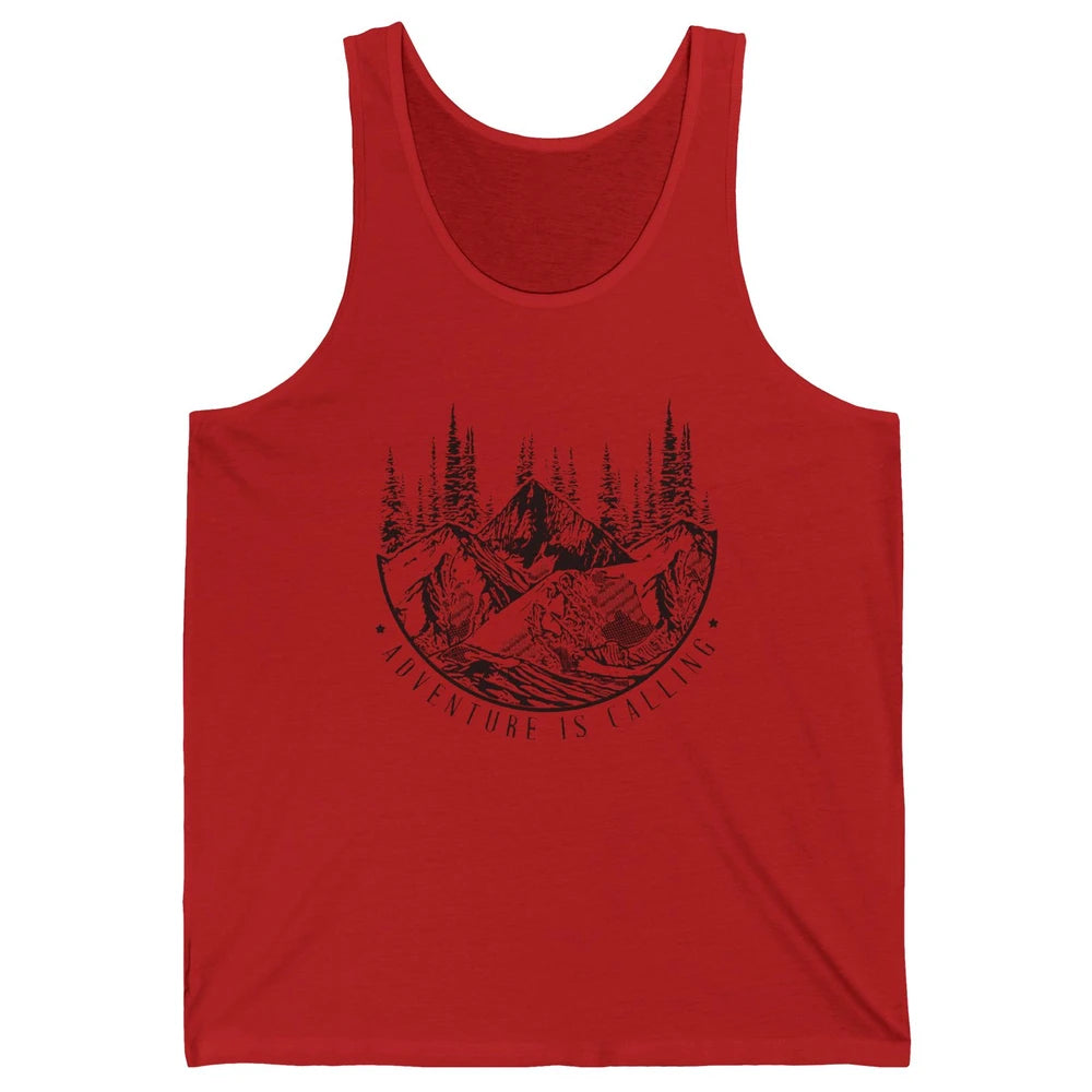 Adventure Is Calling Mountain Outdoor Wilderness Hiking Unisex Jersey Tank