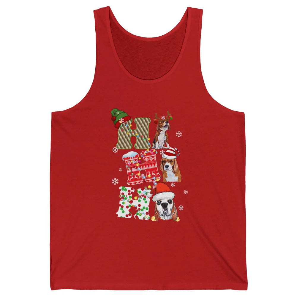 Funny Beagle Christmas Light Santa Beagle Reindeer Snowflake Unisex Jersey Tank