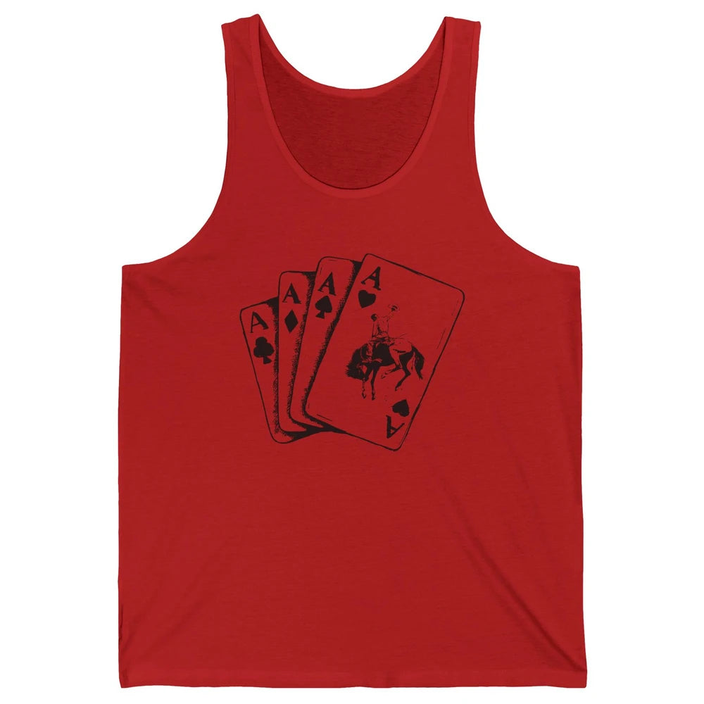 Punchy Cowboy Hold Your Horses Cards Western Country Rodeo Unisex Jersey Tank