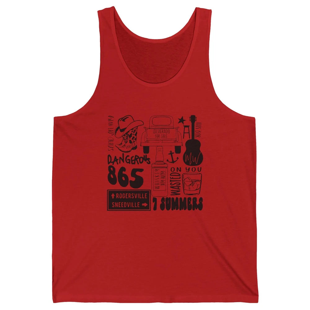Retro Cowboy Boot Hat Sand In My Boots Western Country Music Unisex Jersey Tank