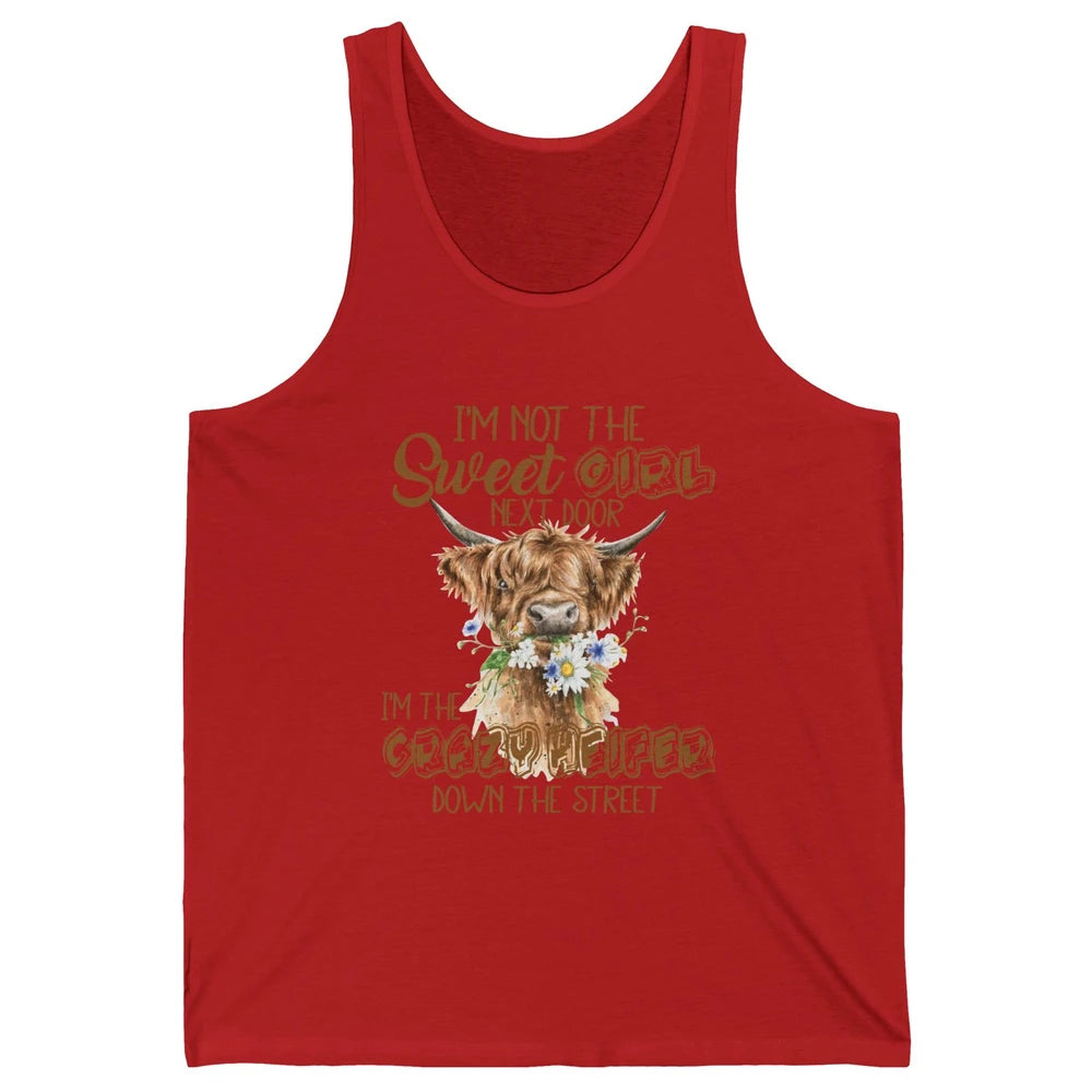 Floral Baby Highland Cow Bandana Not Today Heifer Cow Farmer Unisex Jersey Tank