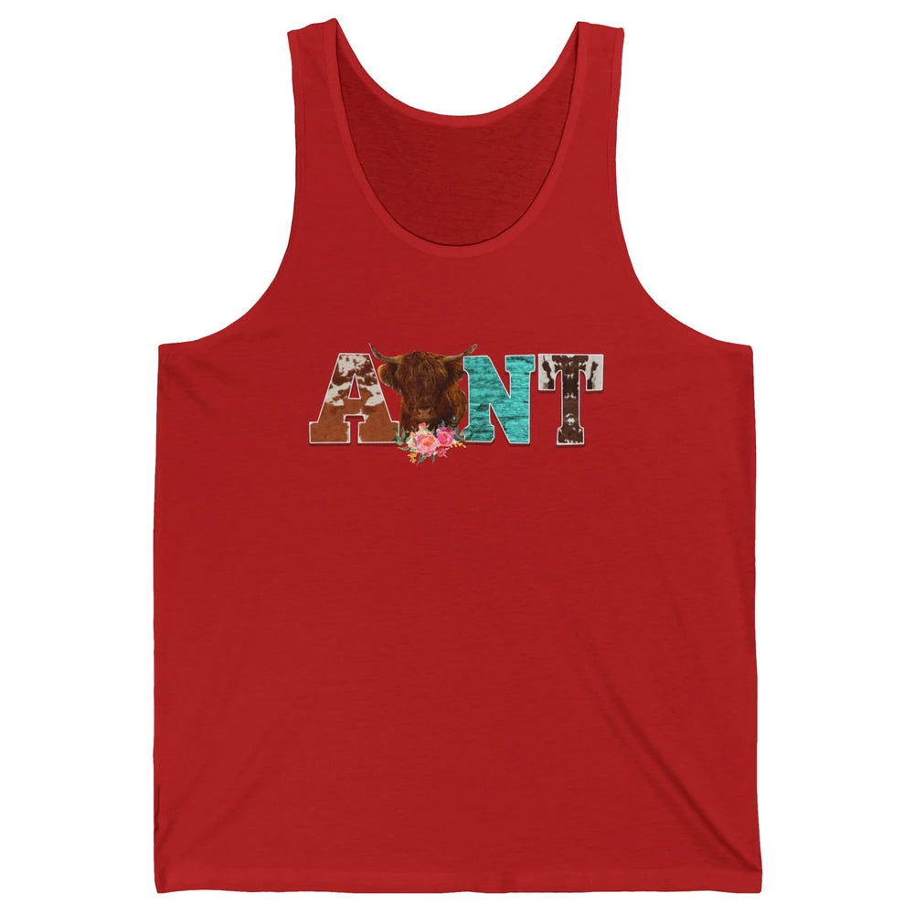 Cowhide Highland Cow Aunt Cow Western Country Heifer Auntie Unisex Jersey Tank