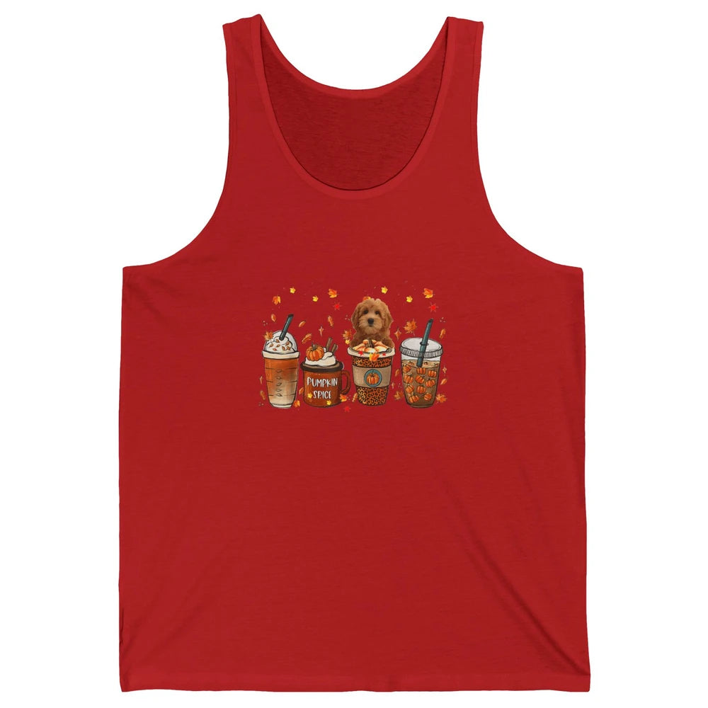 Golden Doodle Dog Fall Coffee Pumpkin Spice Dog Thanksgiving Unisex Jersey Tank