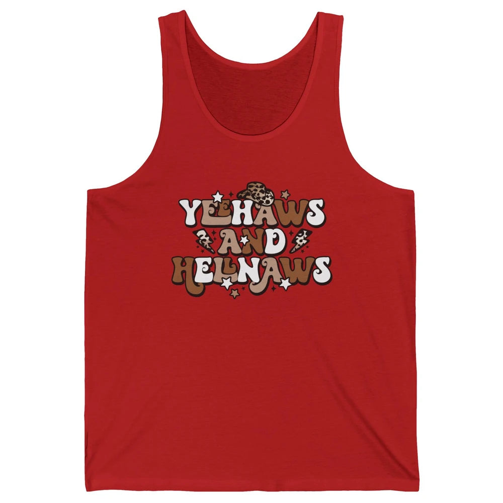 Leopard Yeehaws & Hellnaw Western Country Cowgirl Cowboy Hat Unisex Jersey Tank