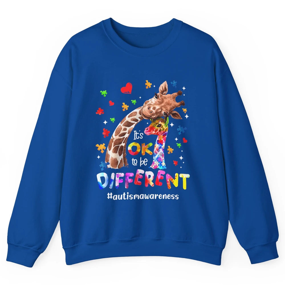Autism Giraffe Mom It's Okay To Be Different Neurodiversity Unisex Crewneck Sweatshirt