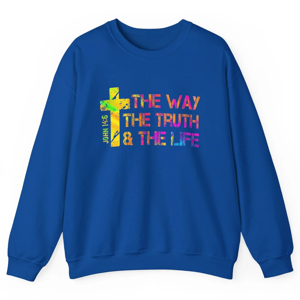 Way Truth Life Bible Verse Cross Christian Jesus God Faith Unisex Crewneck Sweatshirt