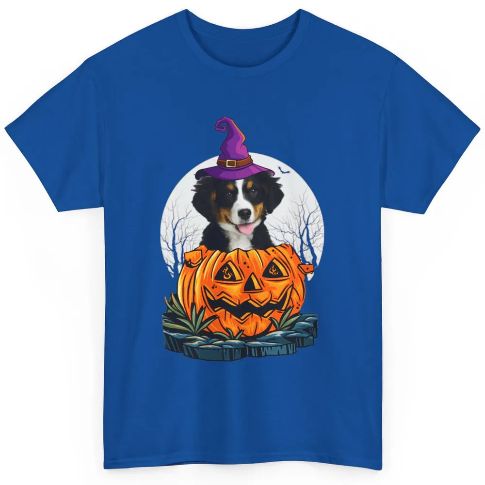 Bernese Mountain Dog Witch Pumpkin Halloween Spooky Season Classic Unisex T-Shirt