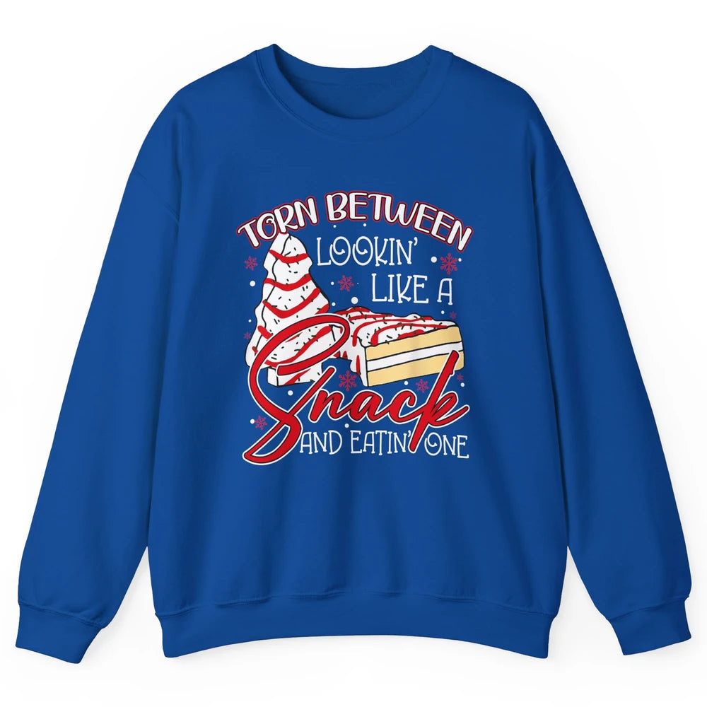 Christmas Tree Cake Torn Between Look Like a Snack Eat One Unisex Crewneck Sweatshirt