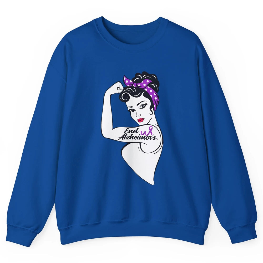 Alzheimer Awareness Strong Purple Ribbon Women Bandana Gift Unisex Crewneck Sweatshirt