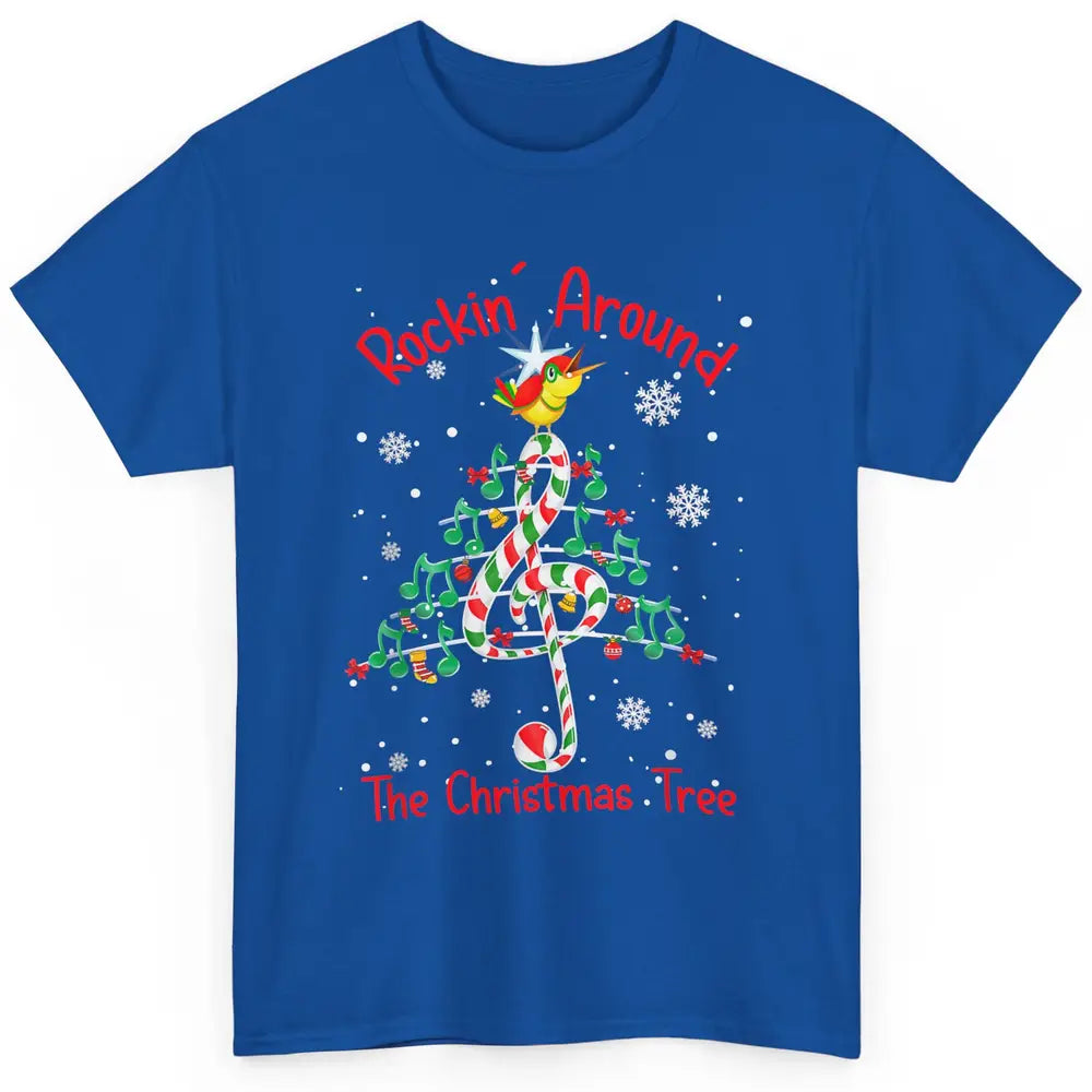 Rockin' Around The Christmas Tree Xmas Music Note Snow Retro Classic Unisex T-Shirt
